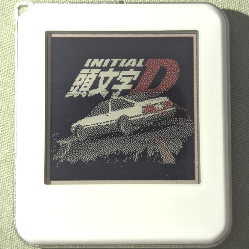 WaveShare 1.54" Passive NFC-Powered EInk Display, showing an image of car from Initial D anime